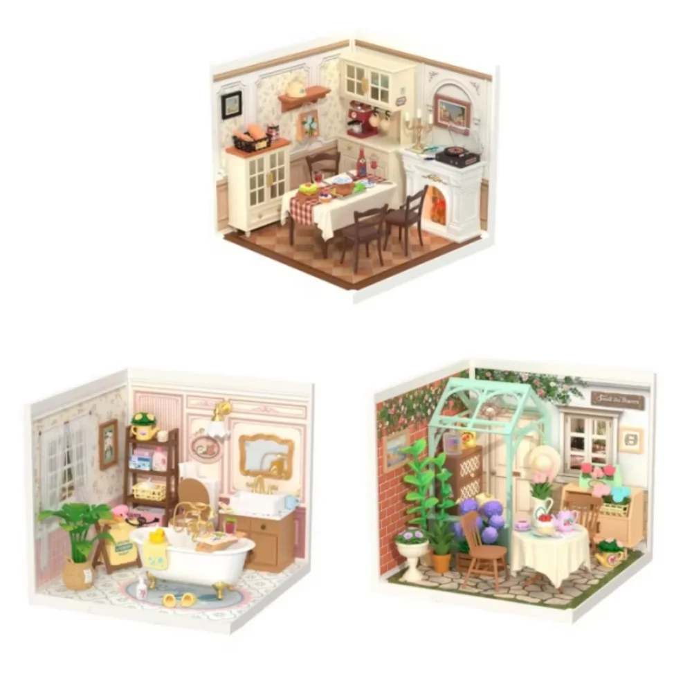 Robotime-Kit de casa de muñecas en miniatura, bricolaje, con accesorios, modelo, Kit de tienda de suministro con LED para construir un regalo de cumpleaños decente