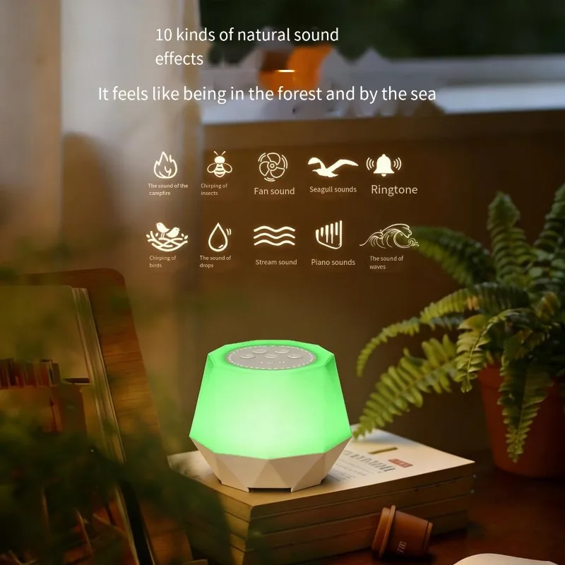 Portable Sleep Sound Machine With 10 Soothing Sounds, Night Light White Noise Machine For Adults