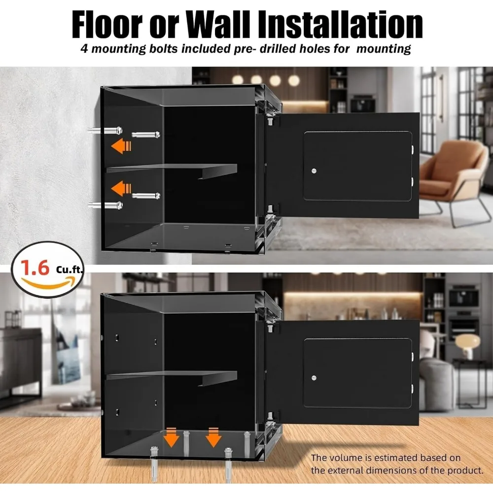 1.6 قدم مكعبة مقاومة للحريق للمنزل والمكتب آمنة مع أمان رقمي للمستندات والنقود والأشياء الثمينة #6