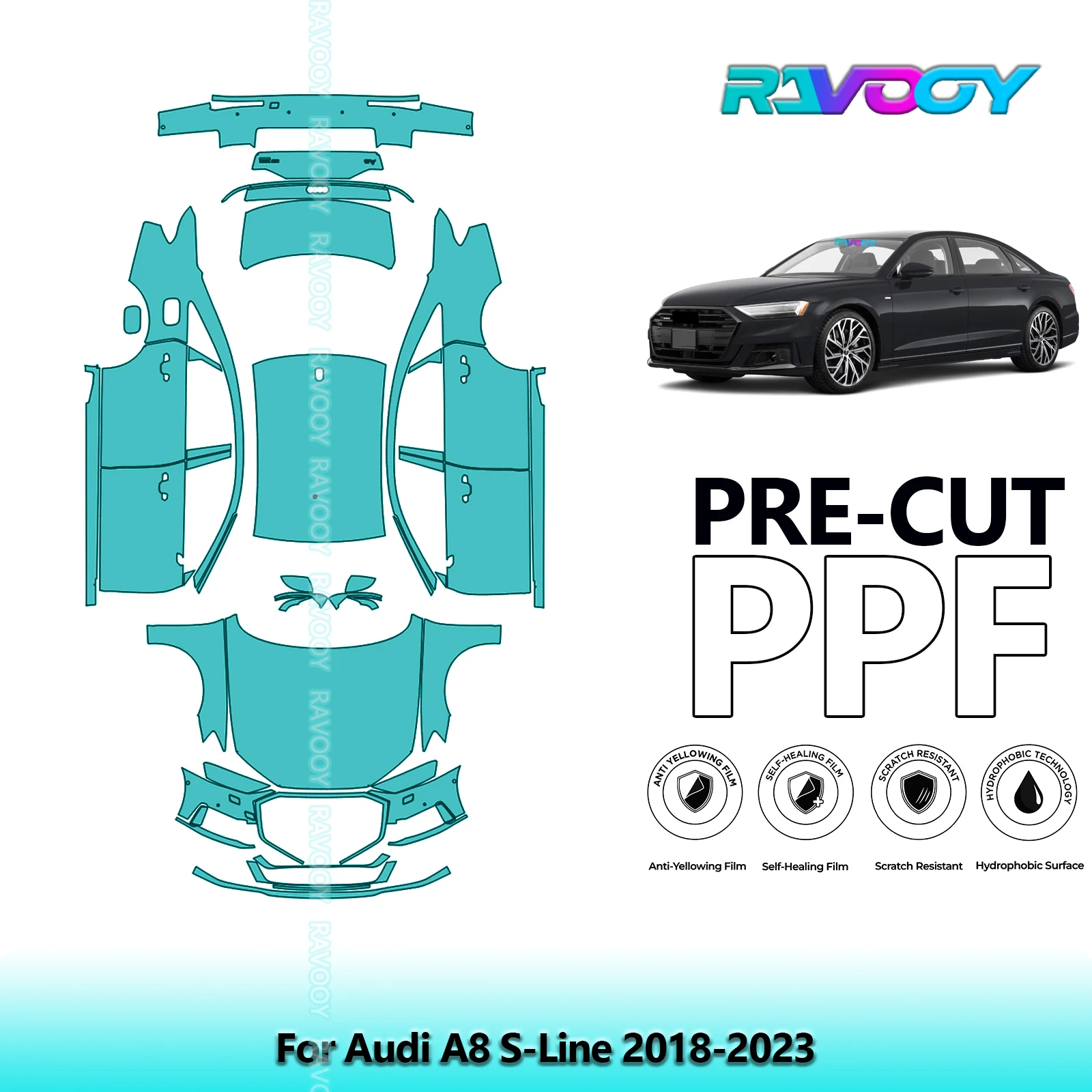 

Full Vehicle Clear Bra Precut PPF Paint Protection Film For Audi A8 S-Line 2018-2023