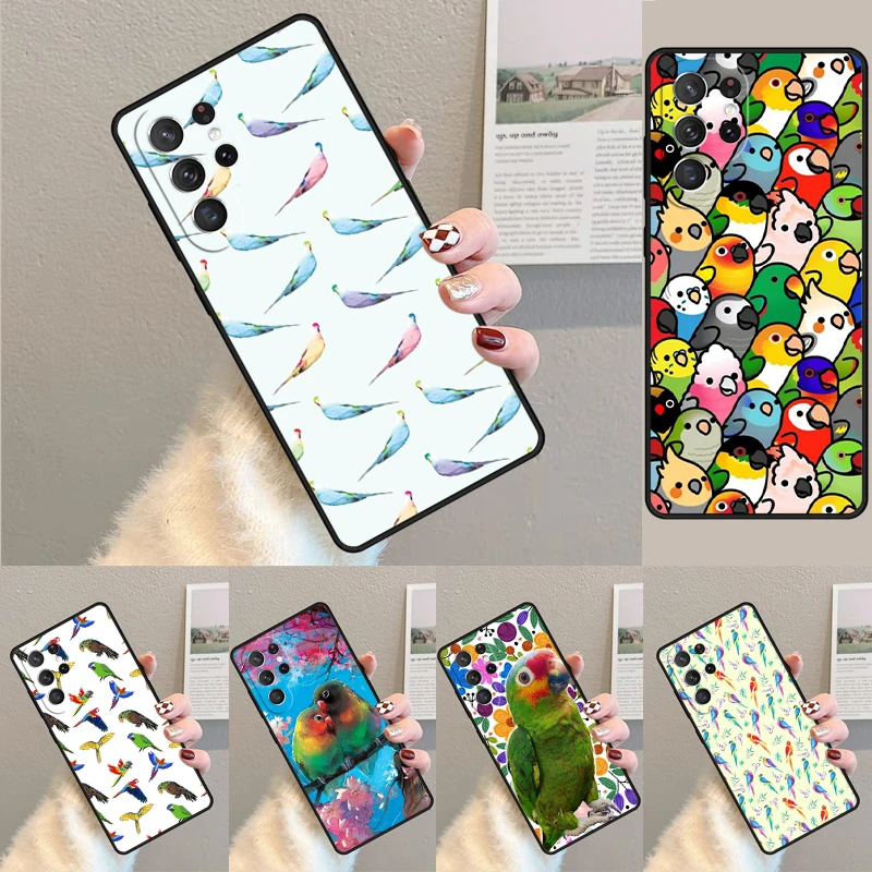 Cover For Samsung Galaxy S24 Ultra S21 S22 S8 S9 S10E Note 10 20 Plus FE S23 Colorful Parrots Phone case Coque