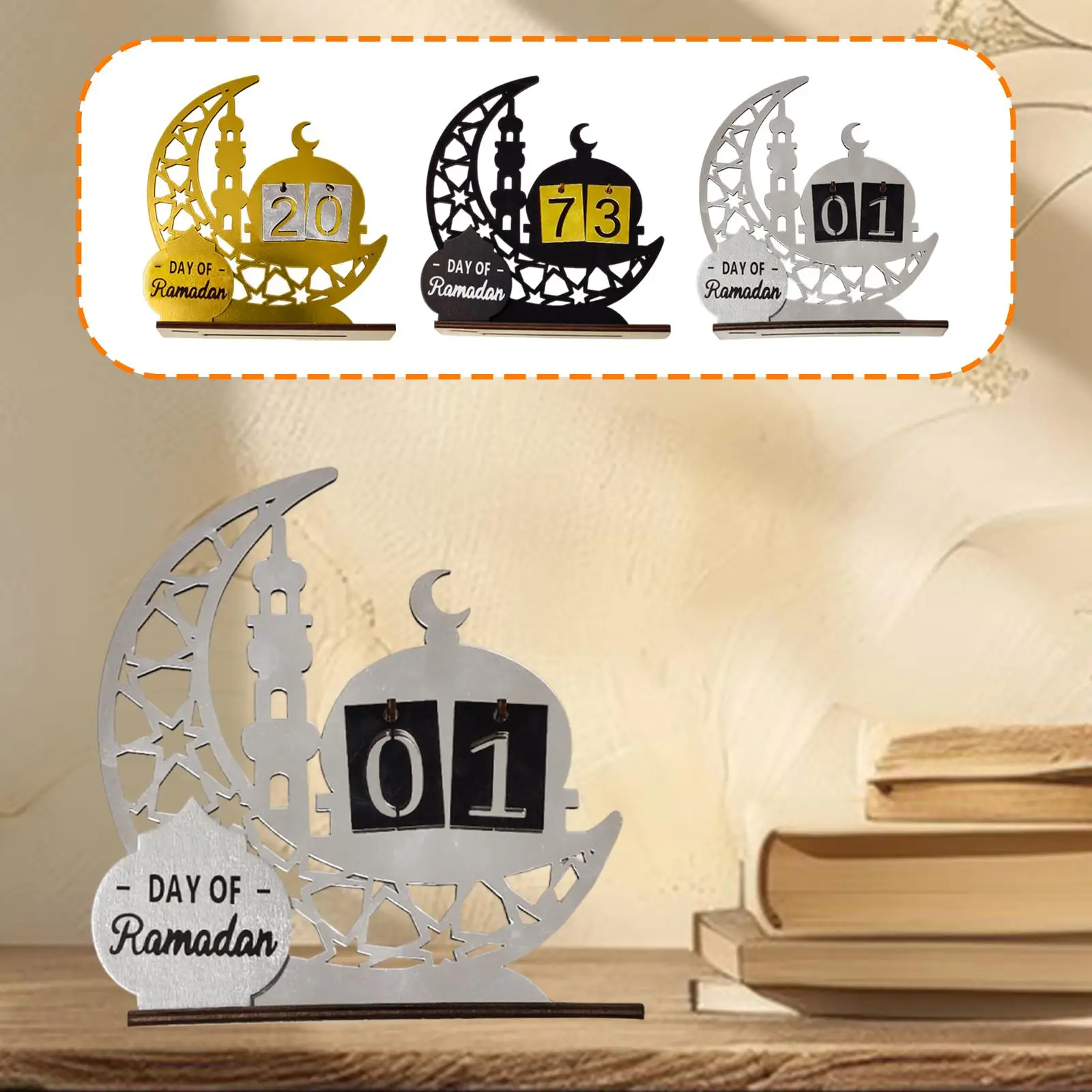 

Акриловый календарь-адвент с дизайном в виде луны для Рамадана, декор для дома, обратный отсчет до праздника Ид Мубарак, украшение для праздничных торжеств