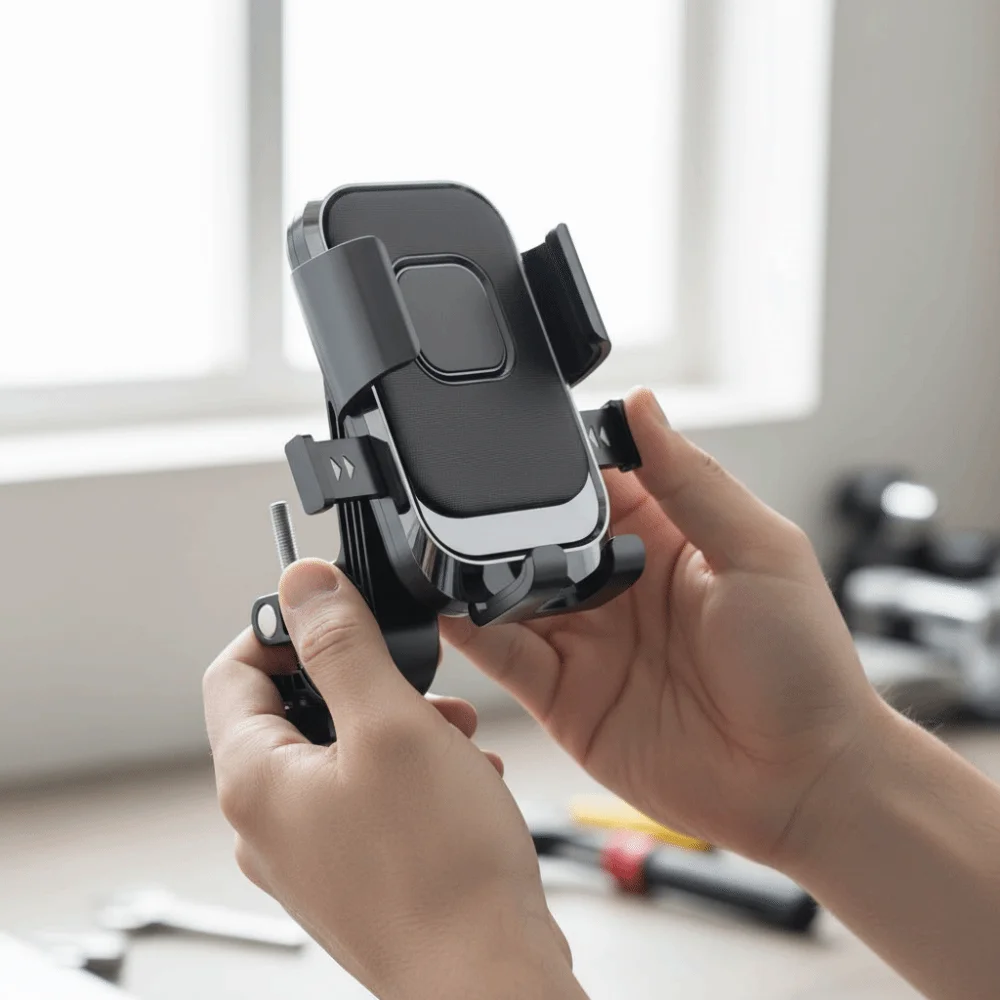 360° Rotatable Bike Phone Holder Free Rotation Universal Motorcycle Phone Mount One Hand Operation Shockproof Navigation Bracket