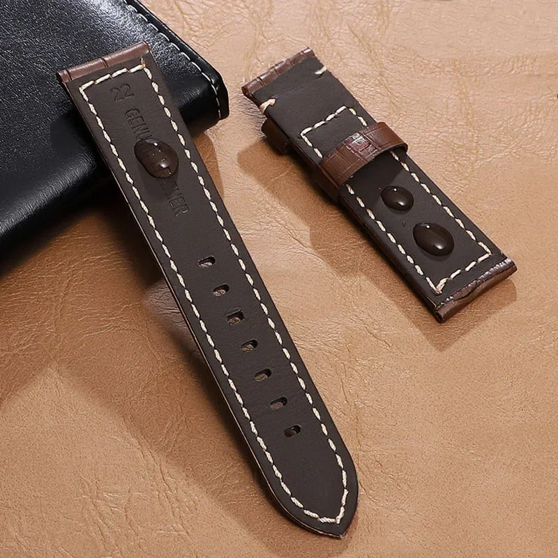 Vintage Leather Watch Strap for Panerai for Seiko Men Women Watch Band Blue Khaki Black Bracelet 20/22/24/26mm Watch Accessories