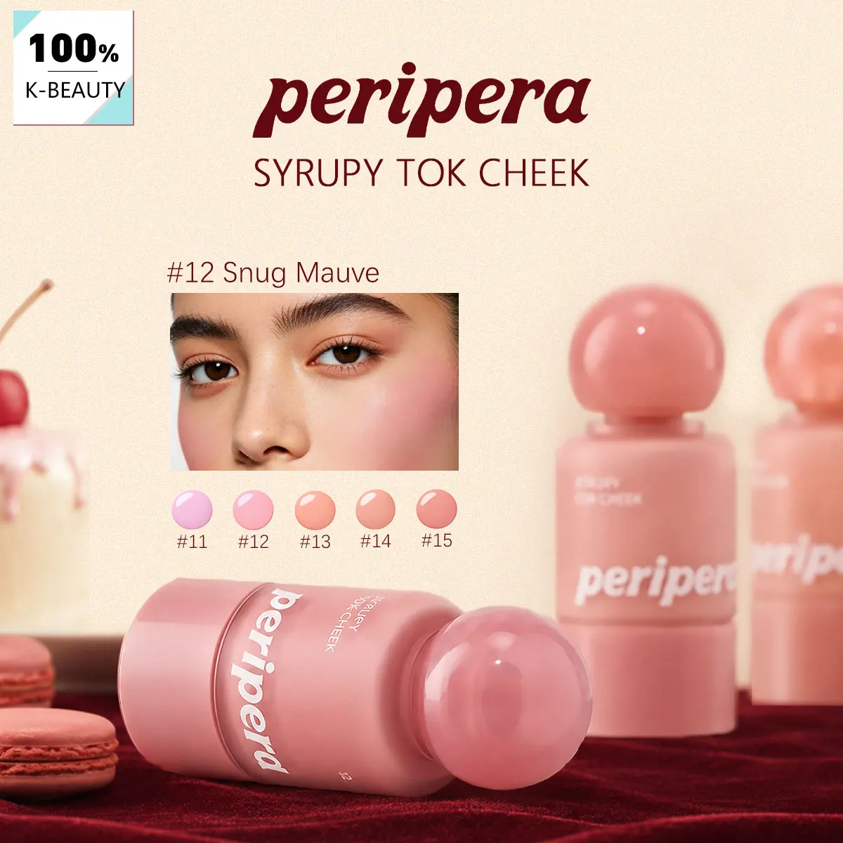 PERIPERA SYRUPY TOK CHEEK 11-15, Difusión Natural, Luminosidad Translúcida, Aspecto Natural, Cosmético Coreano, Maquillaje Coreano