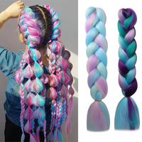 24Inch Synthetic Jumbo Braids Hair Extension Ombre Rainbow Color Crochet Hair DIY Style for Women