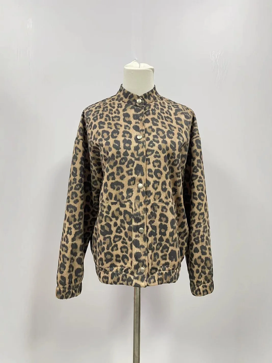 الربيع ليوبارد طباعة الرجعية الغلاف الجوي أعلى البوليستر النسيج الشارع الاتجاه فضفاض النمط الأمريكي قميص معطف المرأة كسول نمط #3