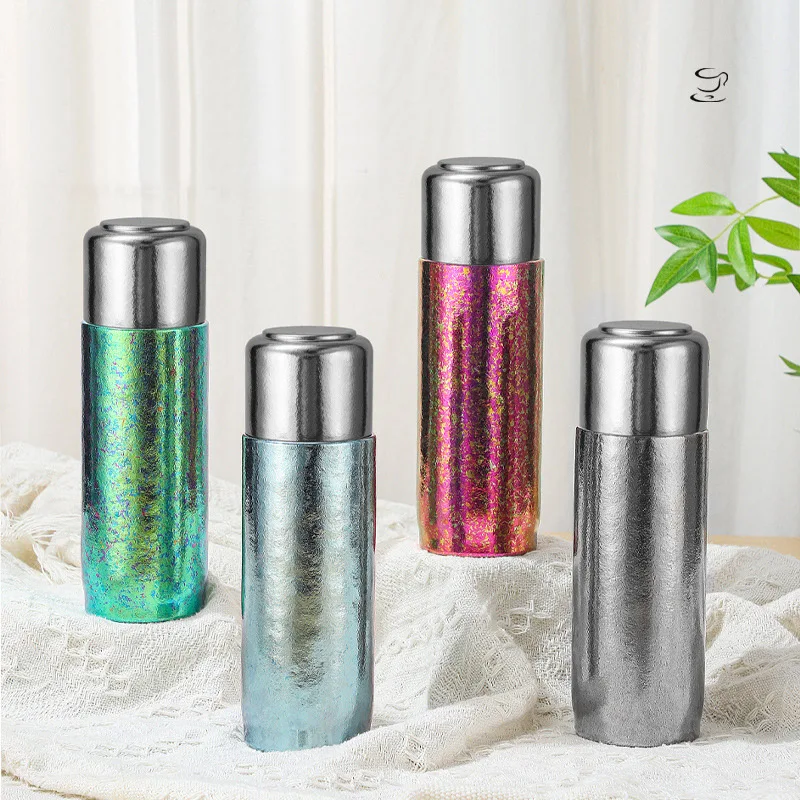 

450ml Pure Titanium Vacuum Flasks With Magnetic Lid And Filter,Crystal Ice Flowers,Holiday Gifts,Portable Thermos/Water Bottle