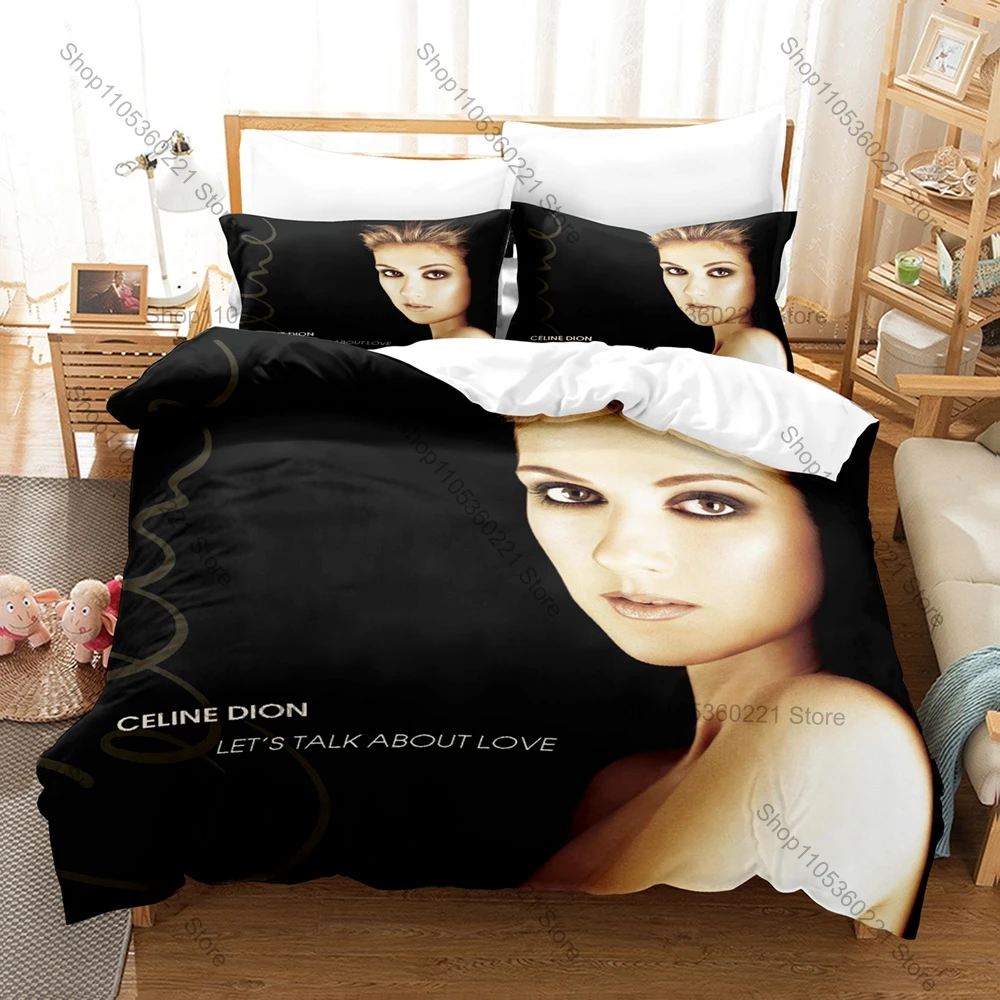Kawaii Celine Dion Bedding Set 3D Print Music Star 3PCS Duvet Cover household goods Bedroom Decor For Adults Music Lovers Pop qu