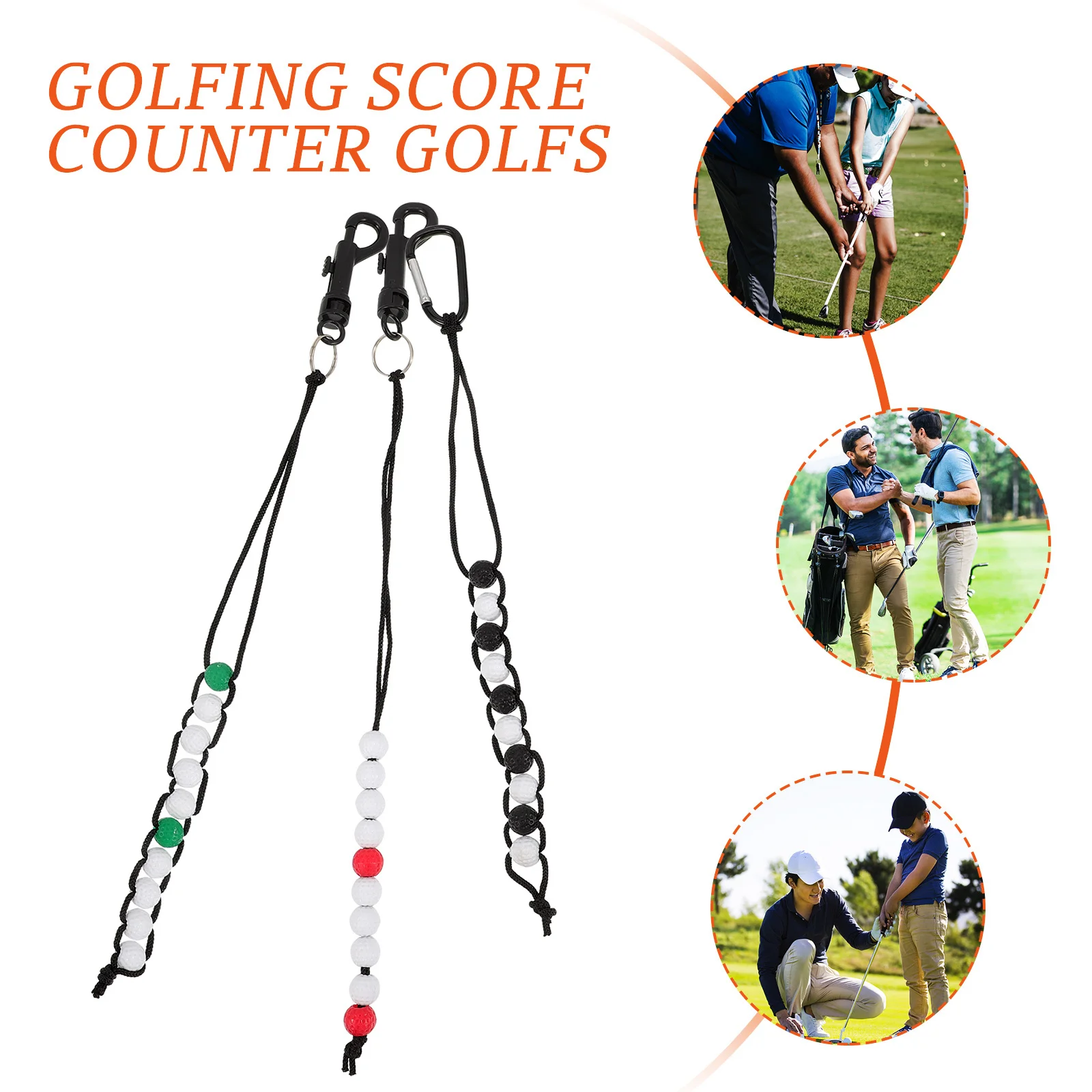

3Pcs Golfing Score Counter Portable Scoring Bead Chain Durable Practical Gift for Golf Lovers Golf Stroke Counter