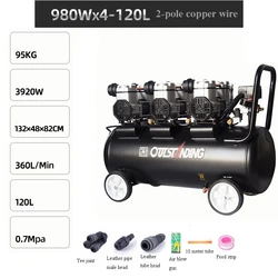 50/65/120L Air Compressor with Tank Silent Air Pump Oil-free 220V Portable Woodworking Auto Repair Home Repair Tire Inflation