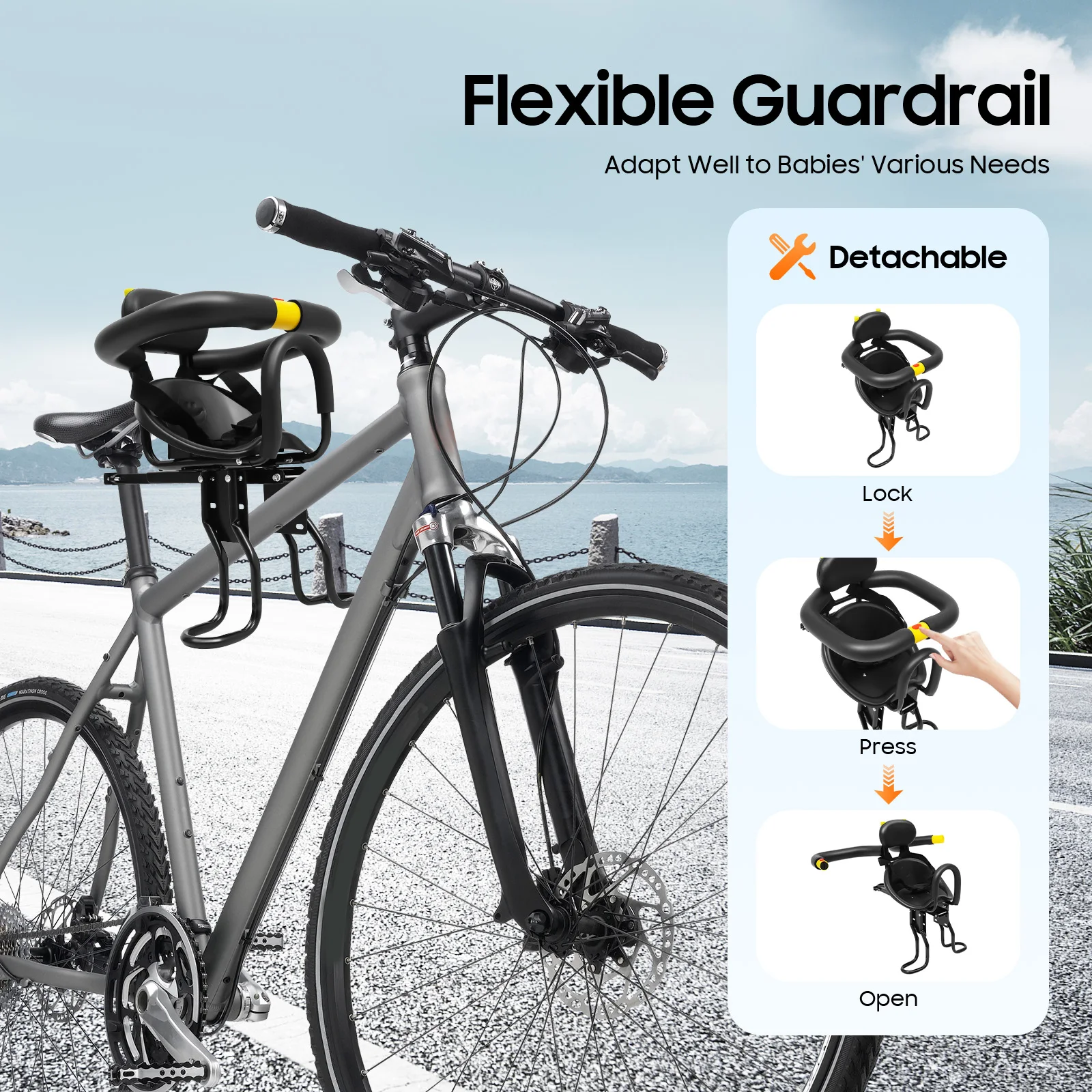 40–56 cm verstellbarer Fahrrad-Kindersitz, Fahrrad-Kindersitz, Fahrrad-Kindersitz, 35 kg maximale Belastung für Kinder von 1–5 Jahren