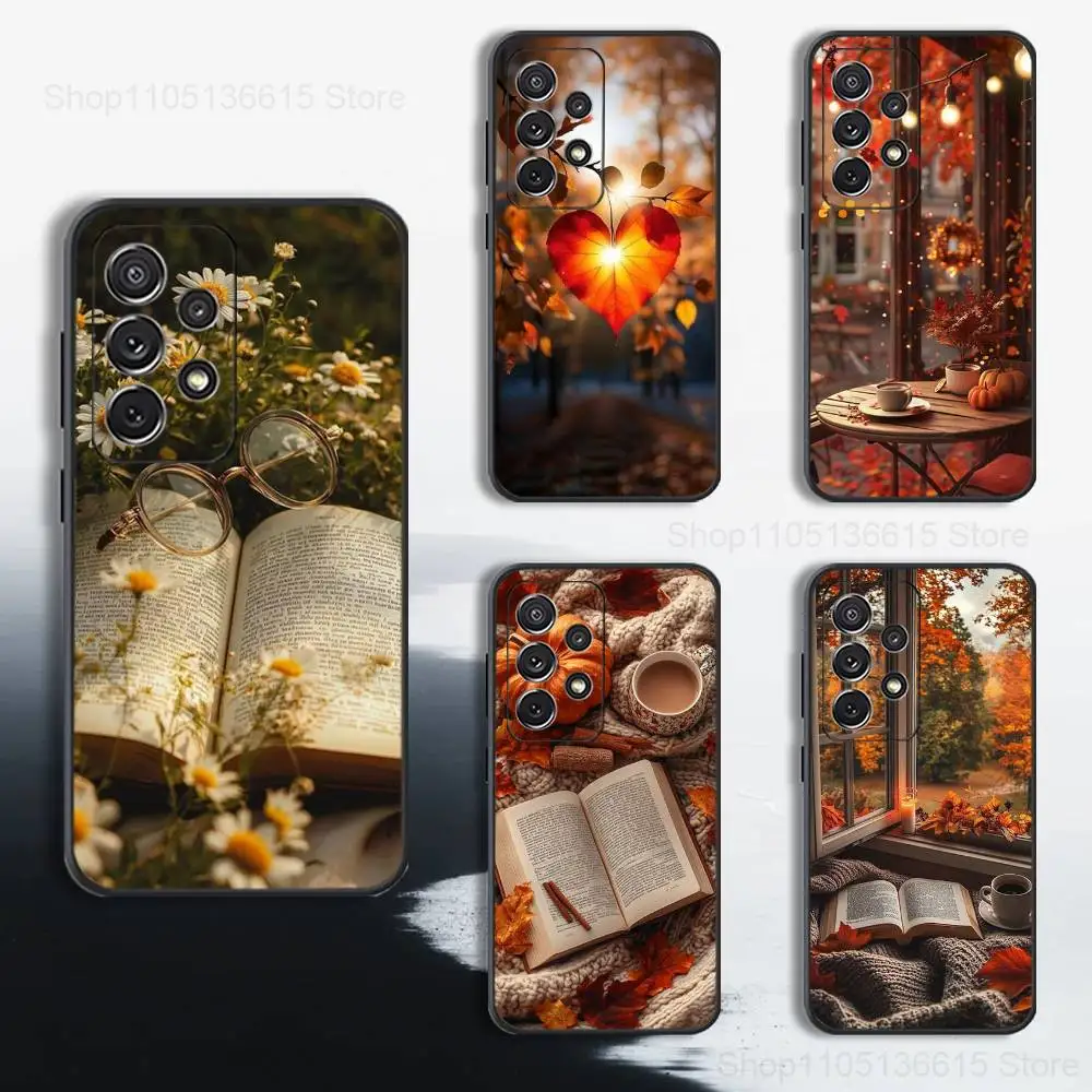 

Autumn warm book Atmosphere Case For Samsung S25,S24,S23,S22,S21,S20,S10,S9,Ultra,Plus,Lite,FE,Soft Silicone Black Cover