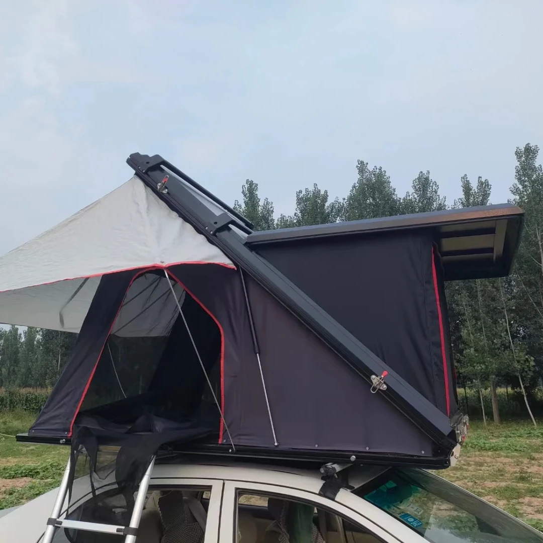 

Outdoor Camping In Stock Hot Sell Triangle Roof Top Tents Hard Shell Slim Aluminum Dachzelt Hardtop Car Rooftop Tent