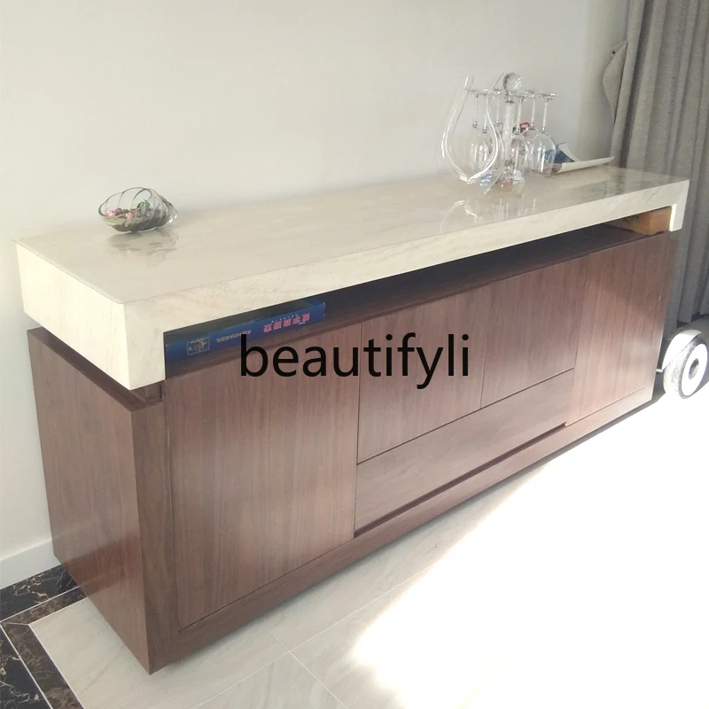 Natural marble furniture white gray travertine, imported stone simple and fashionable side cabinet