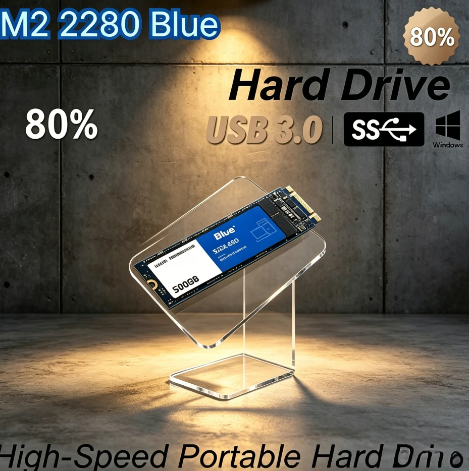 

[Brand+] Original M2 2280 Blue SSD High Speed Read Solid State Drive Large Capacity Storage Disk For Laptop Desktop PC Notebook