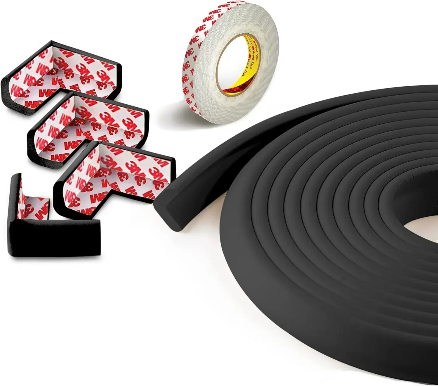 

Furniture Corner & Edge Safety Bumpers, Impact-Absorbent 18ft Bumper & 8 Foam Corner Protectors