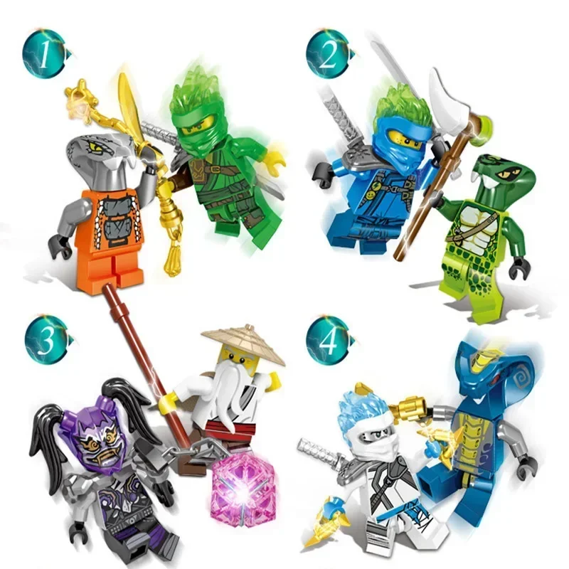 Ninjago-minifiguras DE ACCIÓN DE 24 piezas para niños, juguetes de bloques de construcción, colección de muñecos de batalla, regalos de cumpleaños