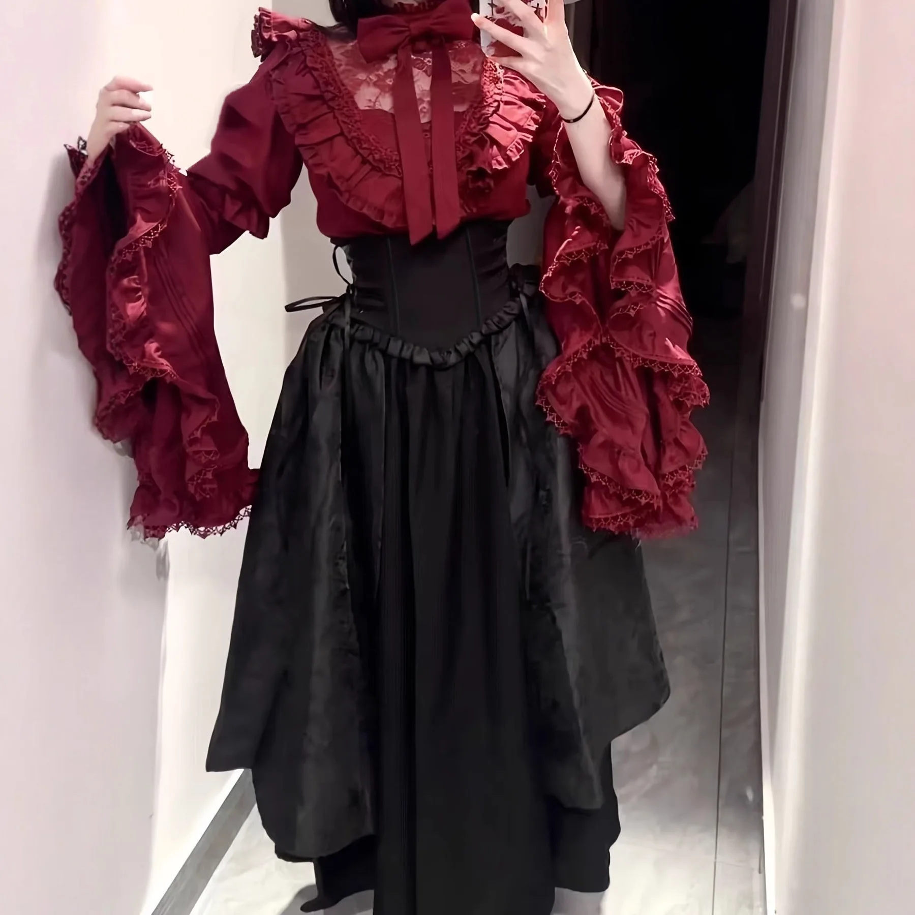 

Готический костюм монахини для Хэллоуина, женский модный комплект с длинными рукавами в стиле Юйя, летний сезонный, в студенческом стиле, без бренда, без регистрации