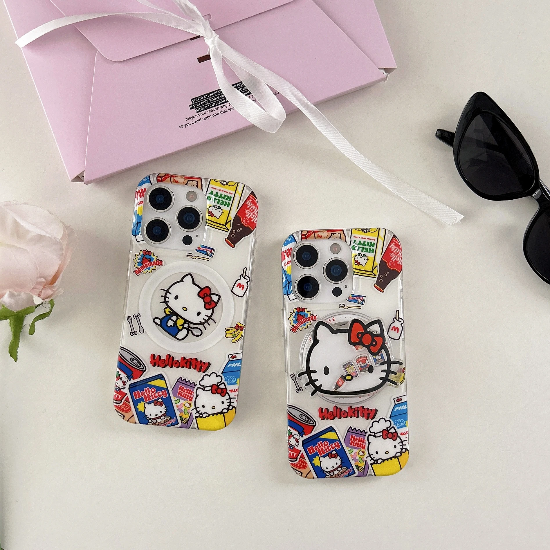 

Clean Adorable Dopamine Colors Sanrio For Hello Kitty Kawaii Shell Bracket Comfortable Phone Case For iPhone16 13 14 15 Pro Max