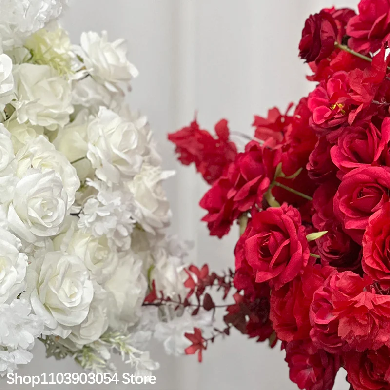 Künstliche Rosa-Pfirsich-Weiß-Rosen-Tischdekoration Blumenarrangement Luxus-Hochzeitsbankett Esstisch-Dekor Blumenstrauß – Detail 4