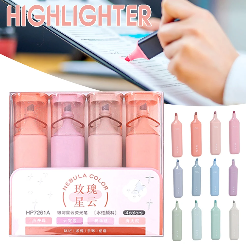 

Cute Shining Marker Pen Set With 4 Piece Smoothing Ink Highlighter Pens Art Marker For School Stationery Student DIY Supplies