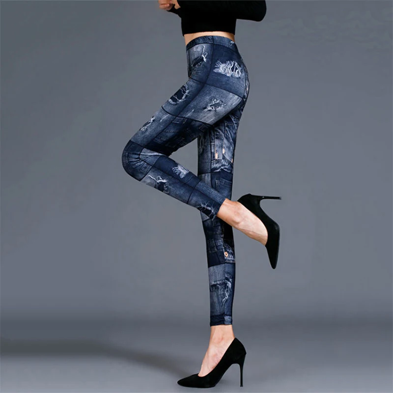 

Fashion New Super Soft Milk Silk Grid Navy Print Fitness Leggings Sexy Silm Leggins Ankle Length Leggings Trouser for Women