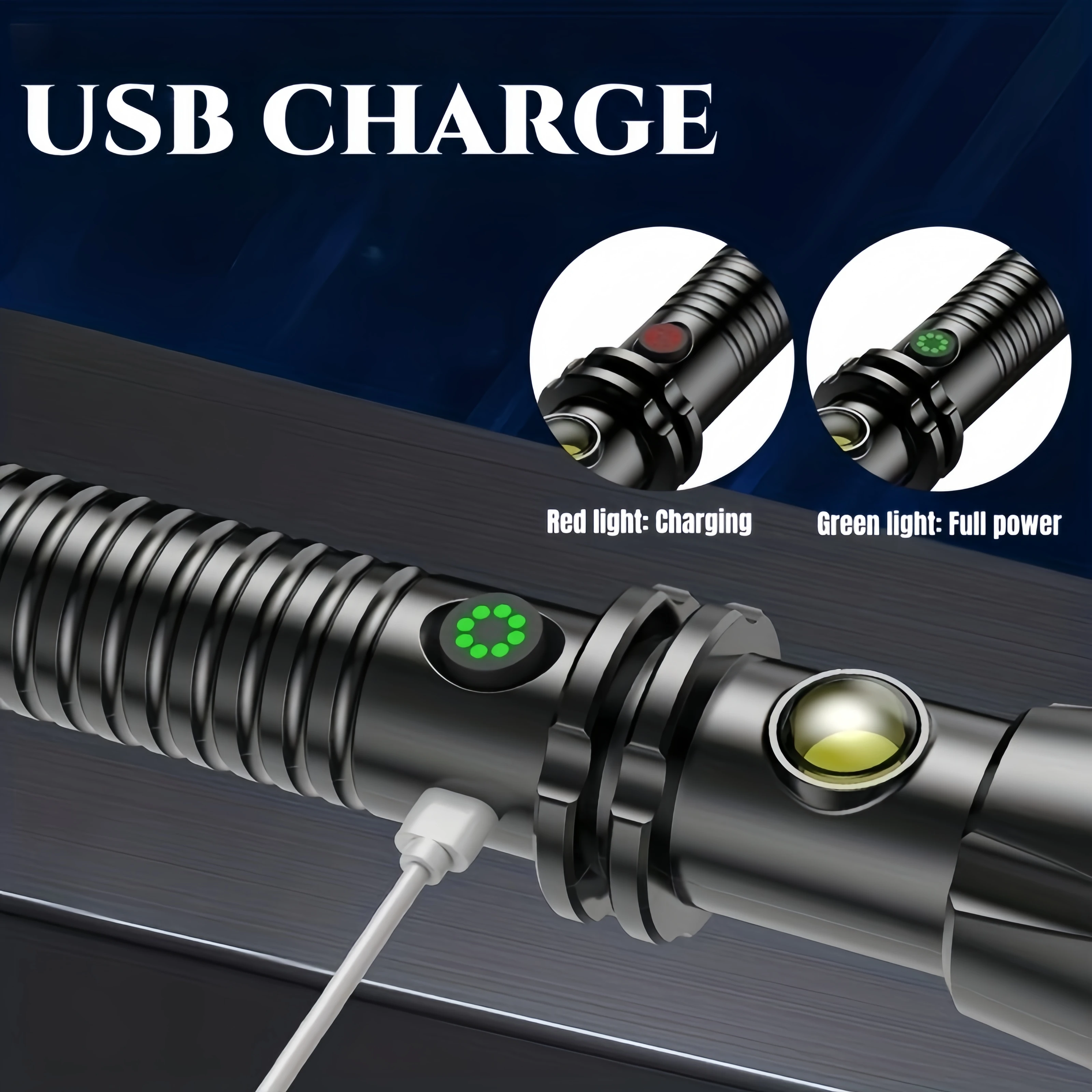 Strong light fire safety emergency multifunctional waterproof rechargeable strong light flashlight