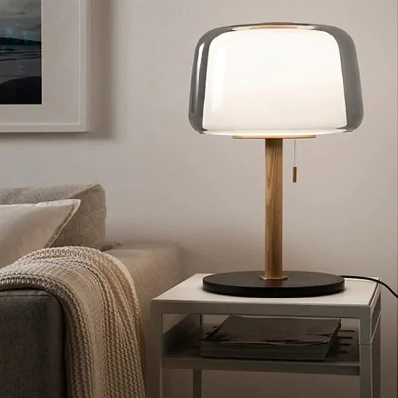 Imagem -02 - Nordic Glass Led Table Lamps para Decoração de Quartos Design Moderno Estilo Creme Simples Lâmpada de Cabeceira High-end Estudo Nórdico