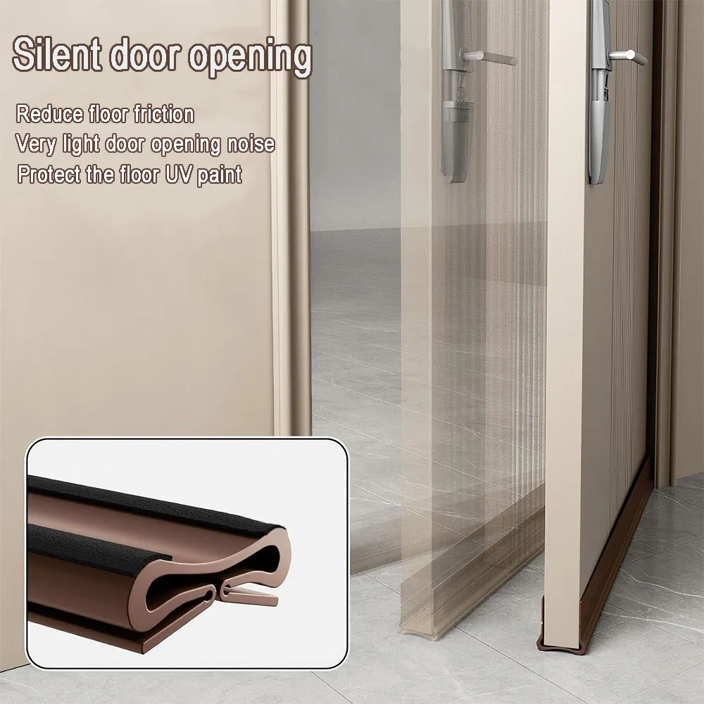 

1Pc 93cm Door Gap Weather Strip Adjustable Flexible PVC Triple Seal Soundproof Windproof Bottom Seal Strips Self-adhesive Strip