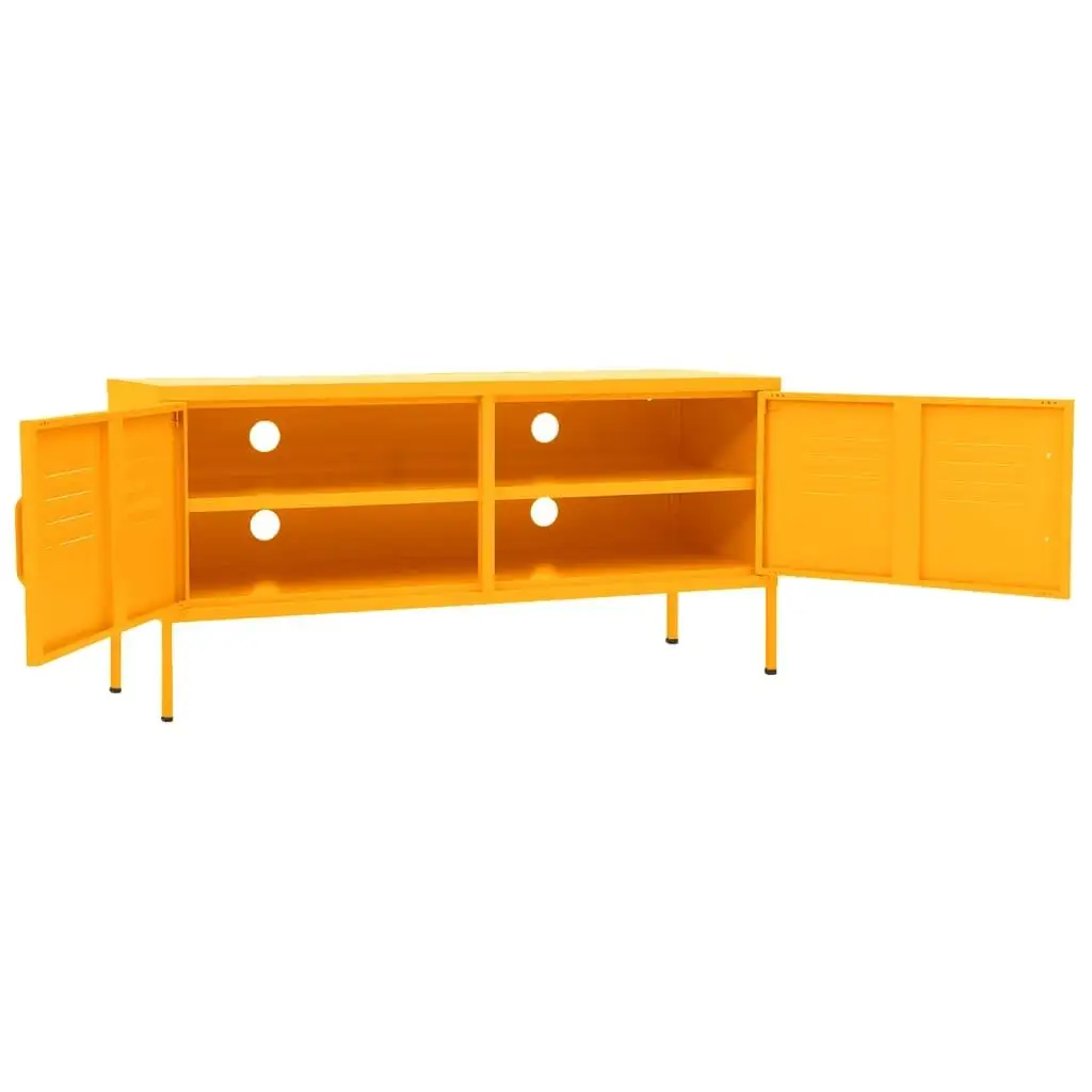 Stylish Mustard Yellow TV Stand - 41.3x13.8x19.7 inches, Durable Steel Frame