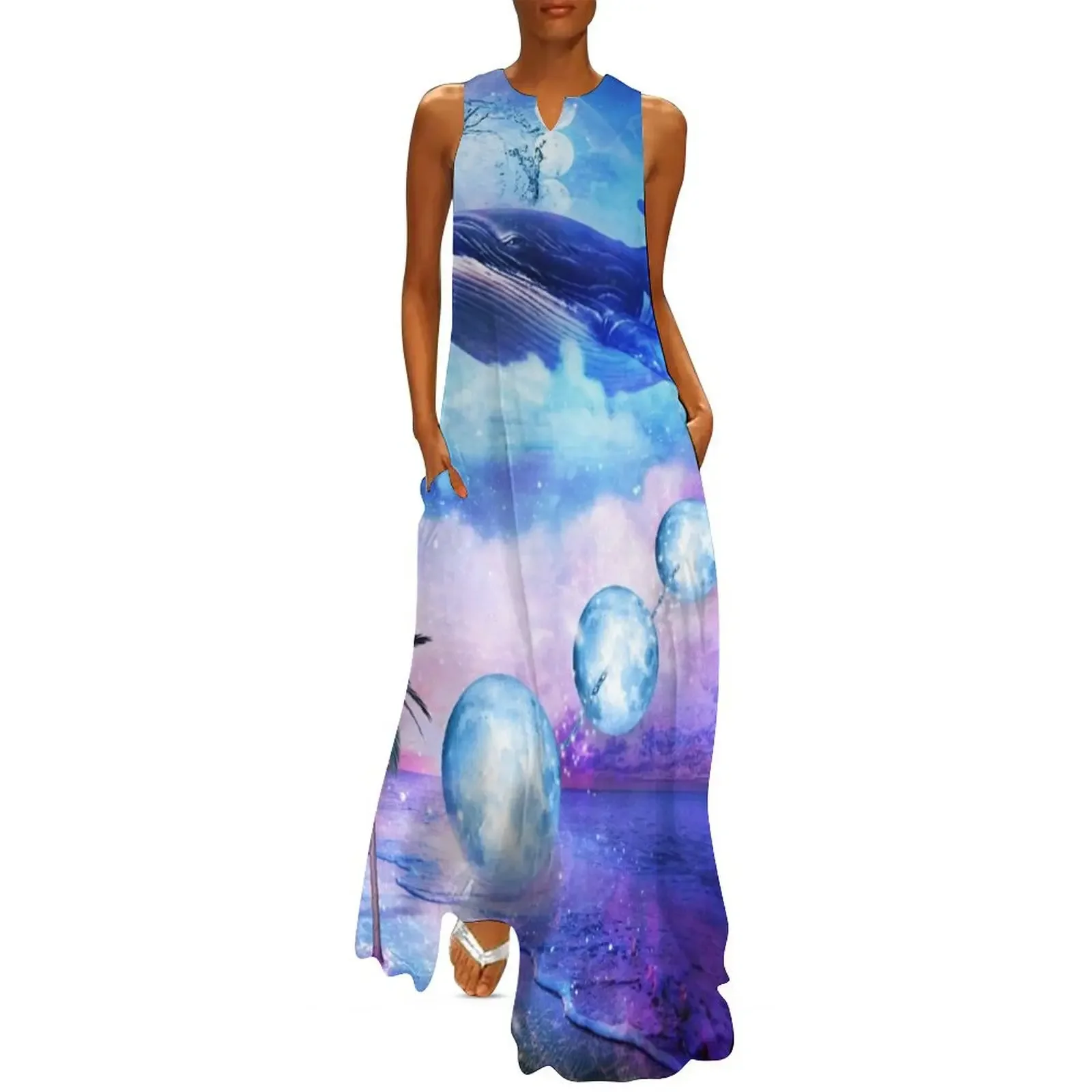 

Ambition Sea Whale Long Dress Woman fashion summer woman dress 2025 elegant dress dresses with long sleeves