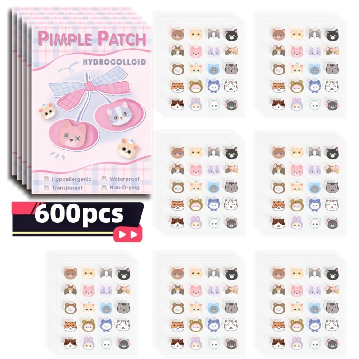 

Cartoon acne patch, cute cat-shaped facial concealer acne patch, safe, non-toxic, gentle and non-irritating, suitable for both m