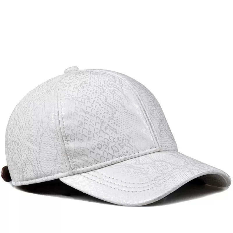 Hats Craftsmanship Leather Men Winter Lambskin Snake Pattern Printed Off White Baseball Caps Hombre Casual Outdoor Casquette