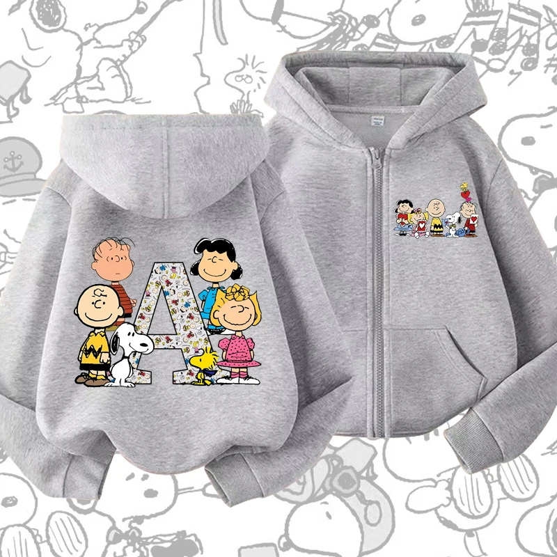 Snoopys Kids Cartoon Printed Jacket Autumn Zippered Hoodies Children Hooded Thin Coat Boy Girl Anime Cute Jackets Cardigan 2025