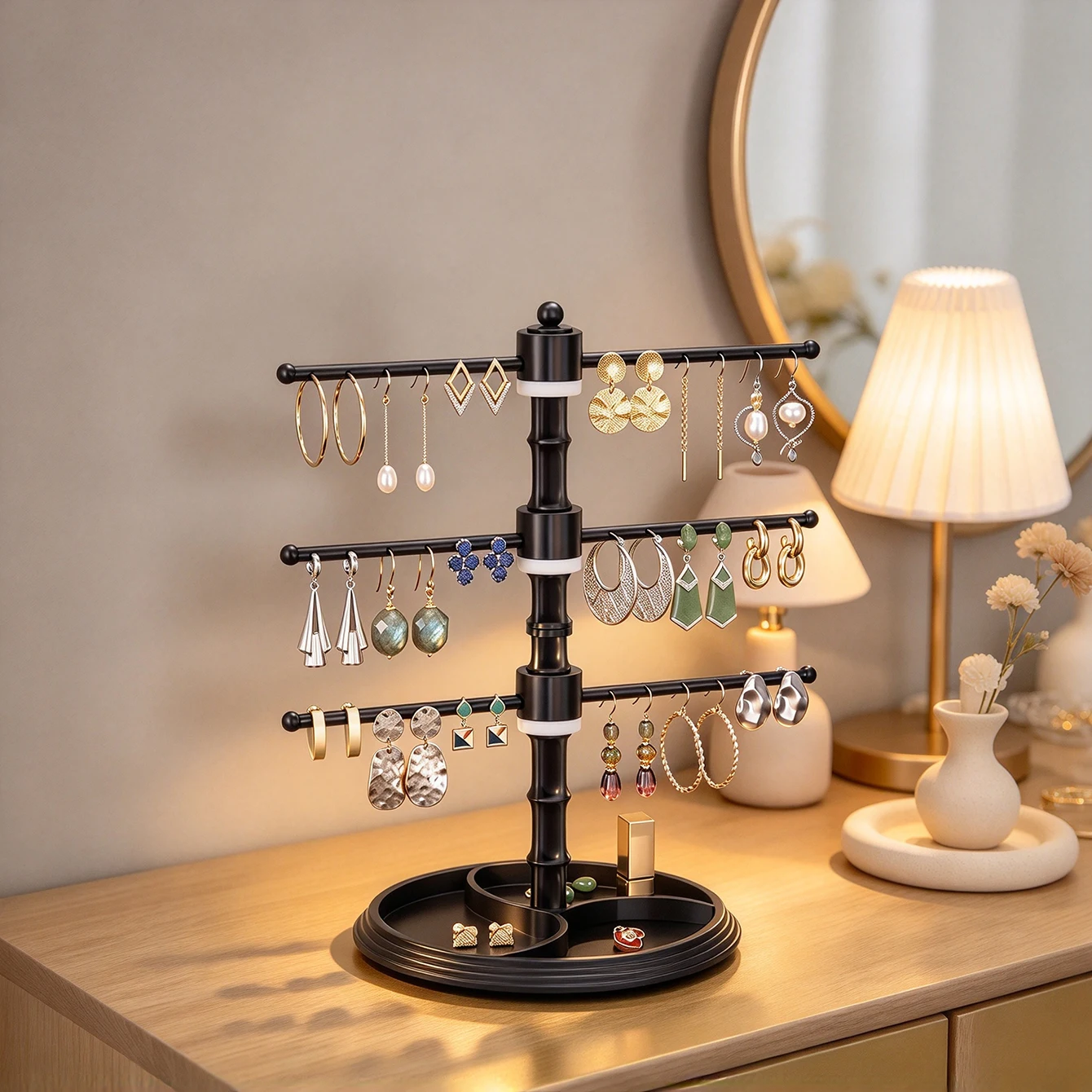1pc Detachable 3layer/5layer Plastic Jewelry Bracelet Jewelry Display Stand Rotatable Desktop Earrings Bracelet Necklace Holder