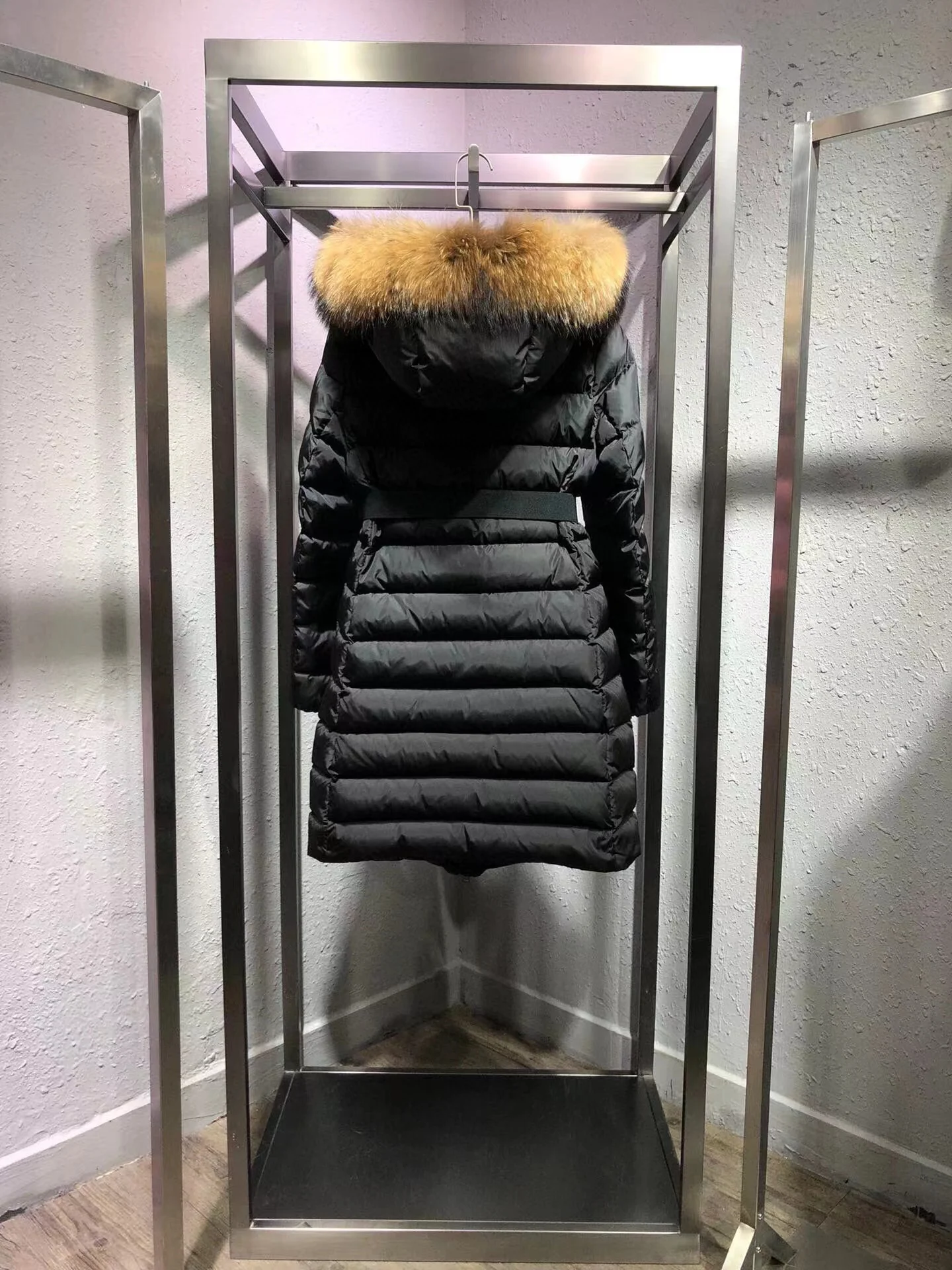 Chaqueta de plumón fina y con cierre de cintura y cinturón largo para mujer de otoño e invierno