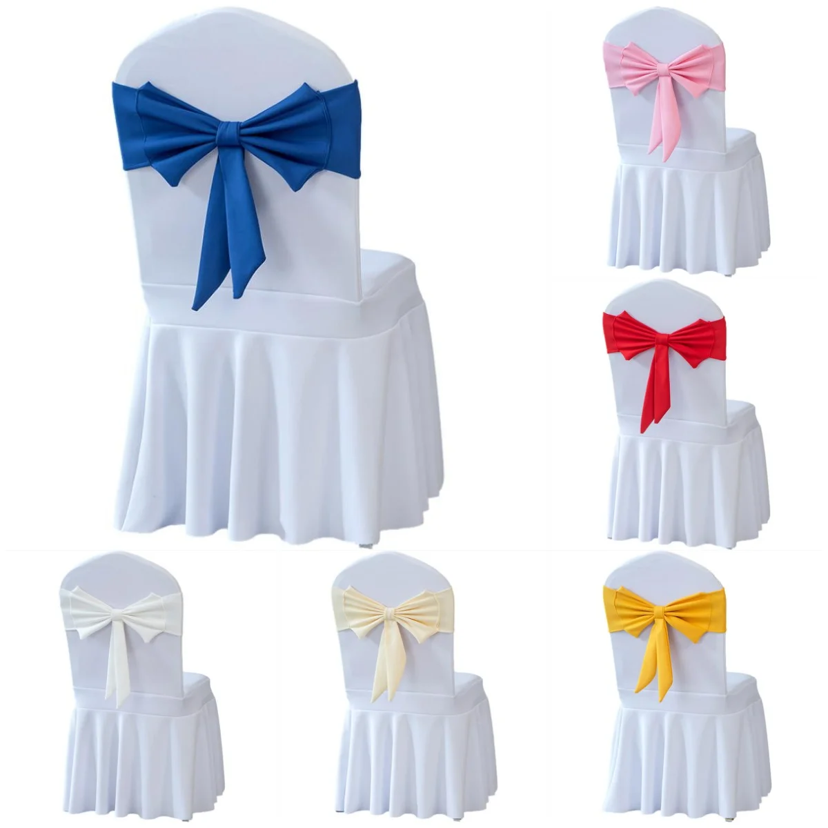 

Готовый галстук-бабочка, украшение для свадьбы, дня рождения, высококачественный пояс для стула, спандекс, подходит для всех стульев, с декоративным готовым узлом-бабочкой