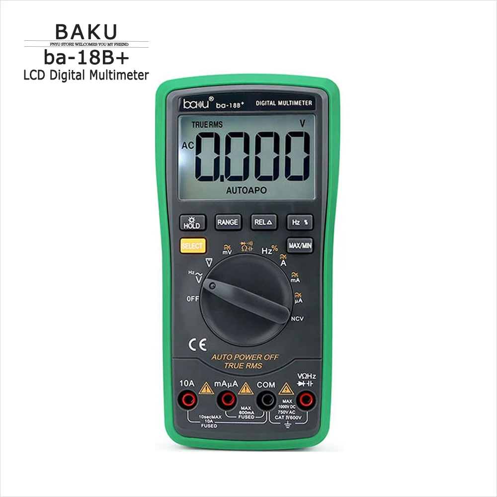 BAKU Ba-18B+ LCD Digital Multimeter 1999 4-DIGIT AC DC Voltage Current Testing Household Electrician Maintenance Tool