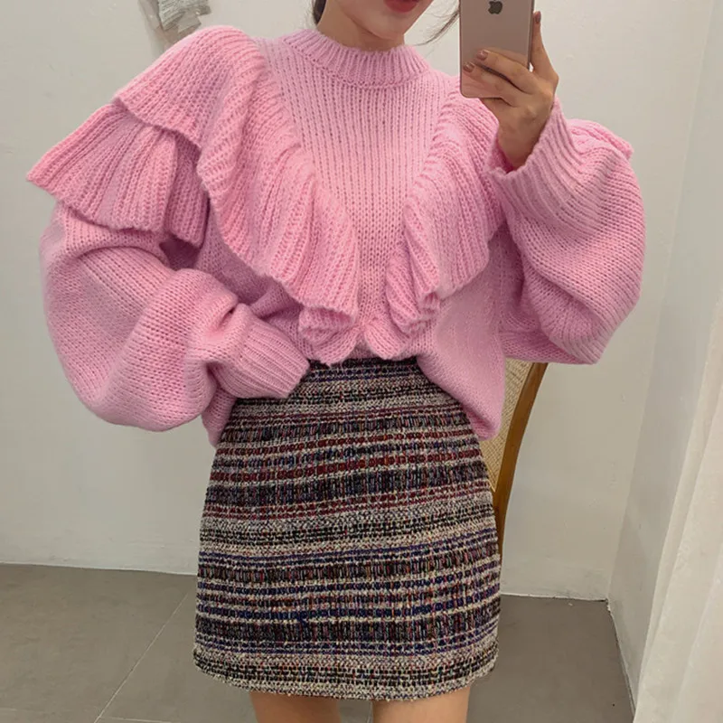 Spring Korean Version of Loose Sweater Women's Solid Color Autumn and Winter Knitted Pullovers Are Thin and Simple Street Style