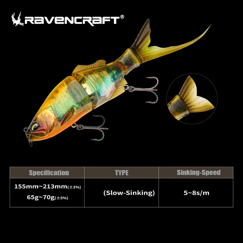 NONE Ravencraft Wal Wirbelsäule 215mm 70g langsam sinkend 3 Abschnitt Hart köder Wasser oberfläche Angeln gefälschten Köder 10