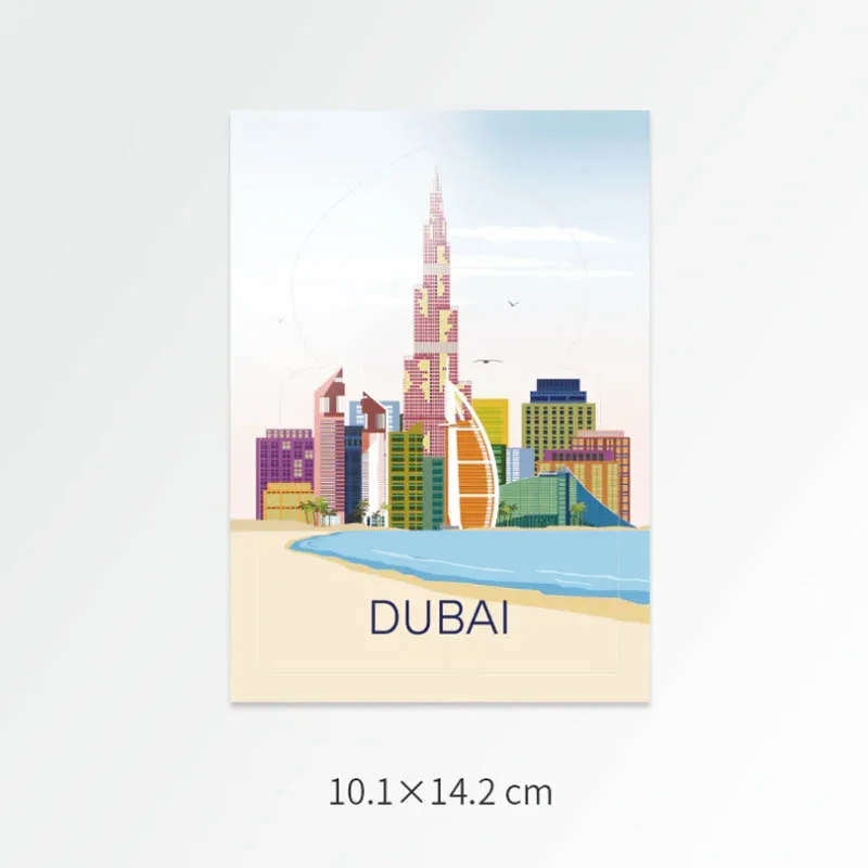 Tourist Commemorative Scenic City Stickers Premium Feel Postcard Decals Waterproof Sticker for Suitcase Laptop Tablet Fridge