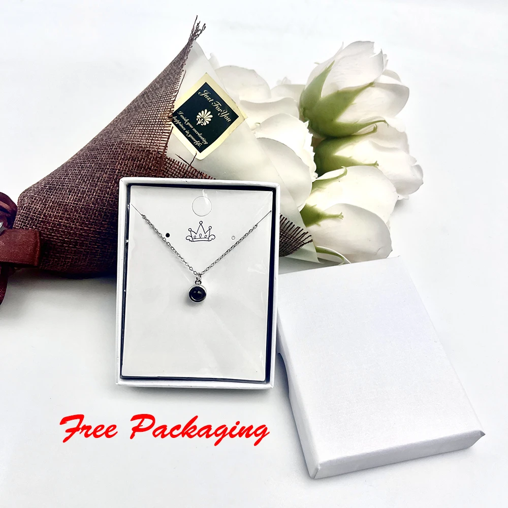 Custom Photo Projection Necklace Stainless Steel Chain Heart Flower Start Pendant DIY Picture Inside Couple Family Necklace