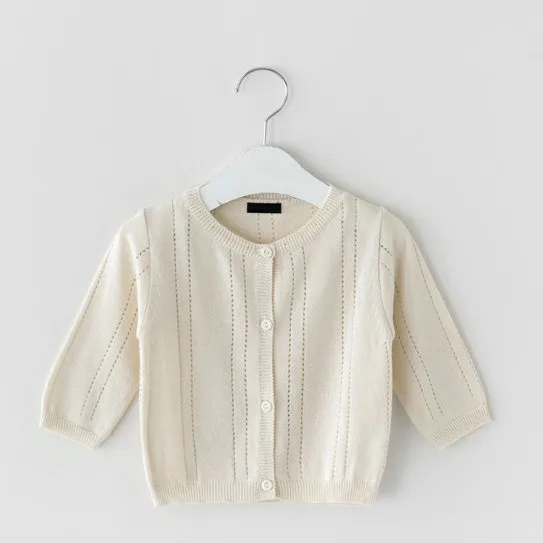 Cotton Korean Children's Baby Sweater Cardigan Jacket 2023 Spring and Fall Thin Section of The Girls and Boys Knitting Bottoming