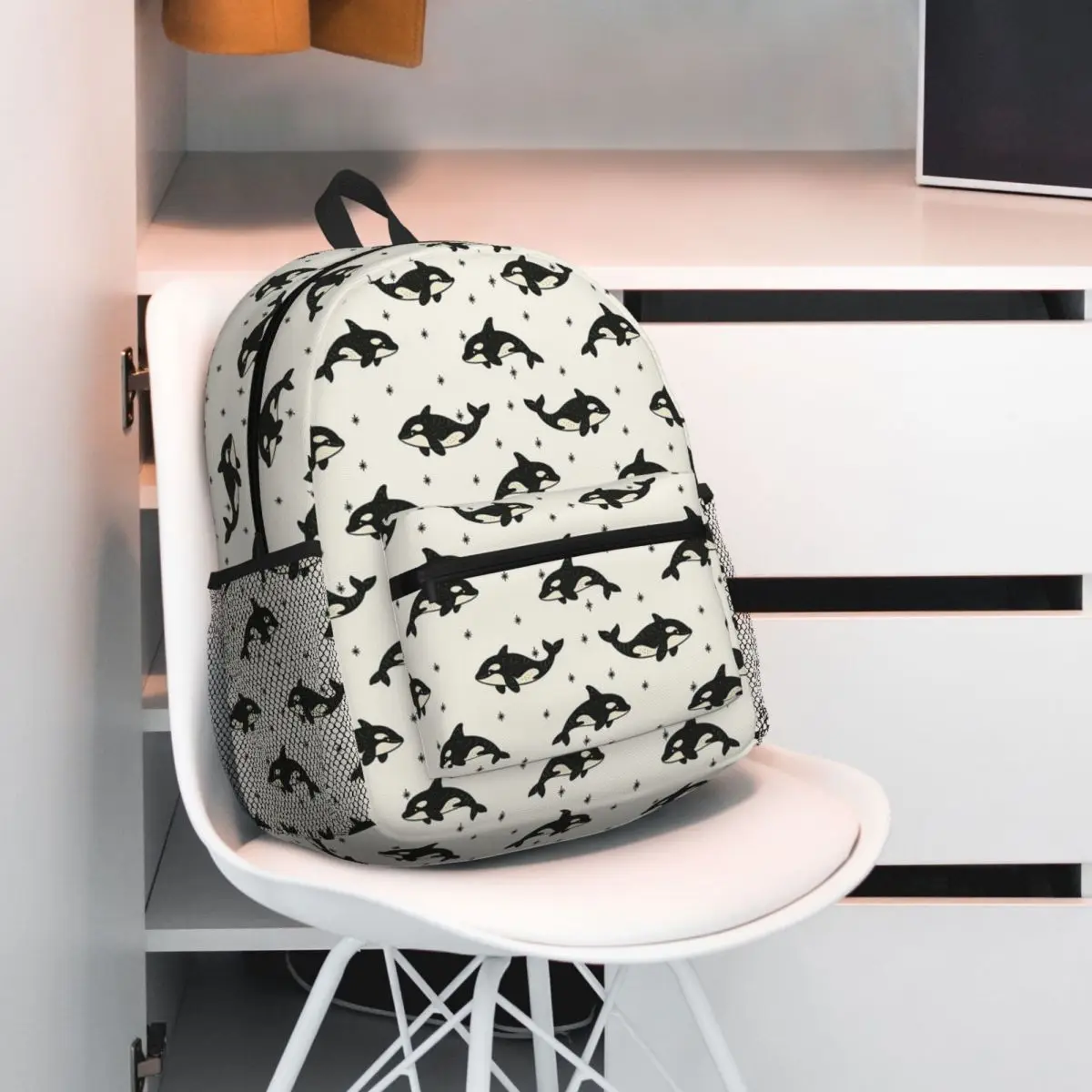 Killer Whale Orca Pattern Backpack Daypack Large Capacity Boys Girls BookBag School Bag Shoulder Bags for Men Women