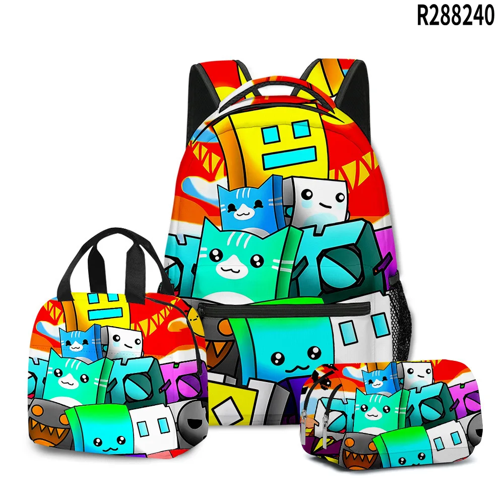

Модная новинка Harajuku Cool Geometry Dash 3D принт 3 шт./компл. школьные сумки для ноутбука рюкзак сумка для обеда пенал