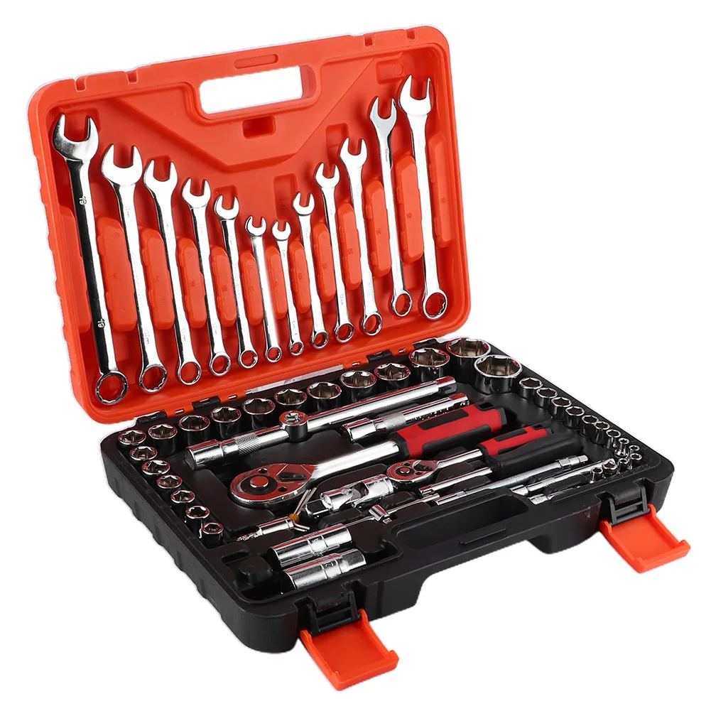 

61 шт./компл. набор головок-комбинация гаечных ключей с храповым механизмом, аппаратный инструмент для авторемонта, универсальный для обслуживания автомобиля