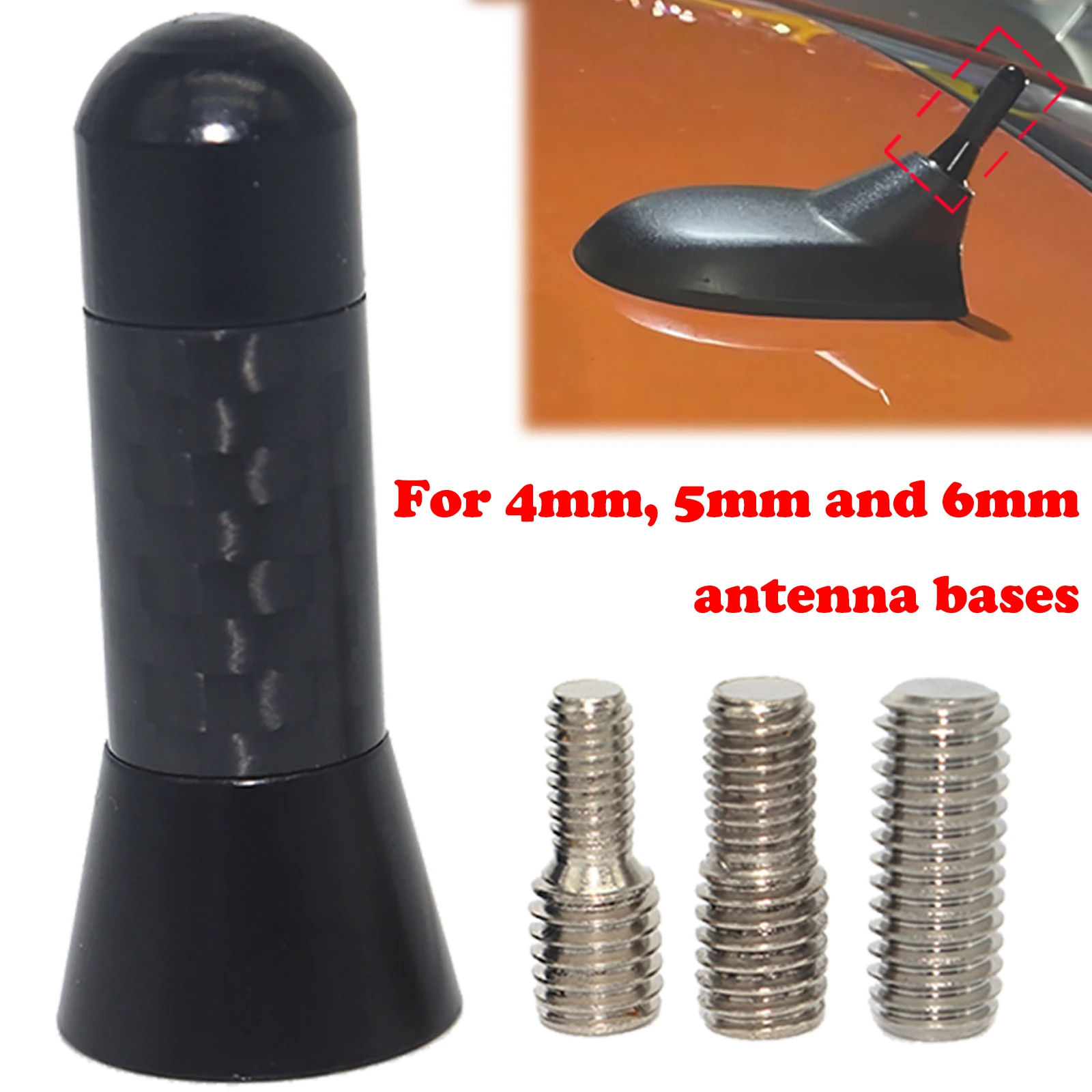 

CARBON FIBRE Universal AM/FM Car Bee Sting Stubby Aerial Mast Antenna Radio Roof Mount Sport Short Rod 3.6cm/1.42in Accessories