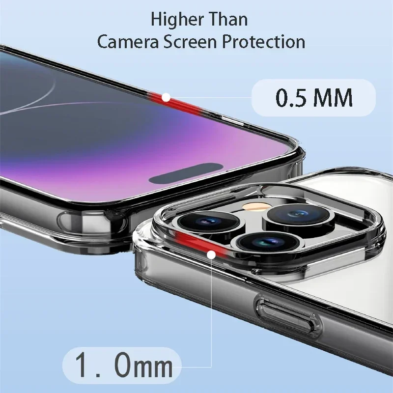 Tempered Glass Transparent Case For iPhone 16 15 14 Plus 13 12 11 Pro Max Mini X XS XR 7 8 SE Shockproof Soft Bumper Hard Cover