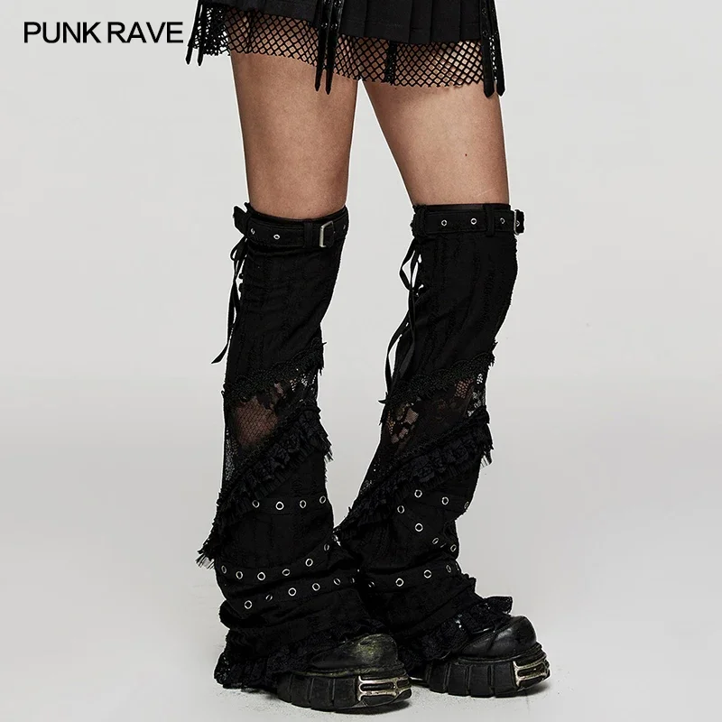 PUNK RAVE Women\'s Gothic Daily Layering Lace Leg Warmers  Flared Pants Design Warm  Sleeve Women Accessories